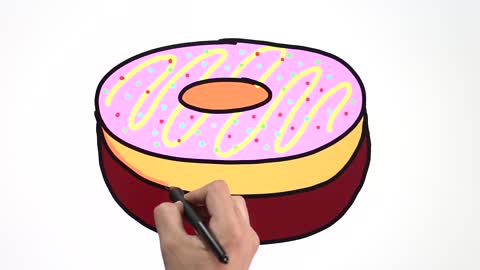 Drawing and Coloring for Kids - How to Draw Donut 04