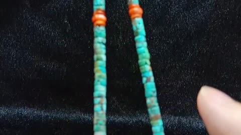 Turquoise orange Spiny oyster Shells Southwestern Navajo Gemstone Necklace 04