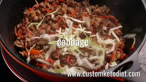 Keto Chili blackbean pork cabbage stir fry