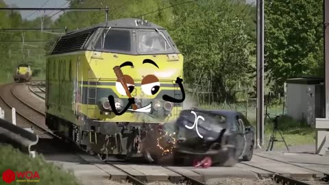 Train Crash | Monster Trains Crush Cars on Railroad