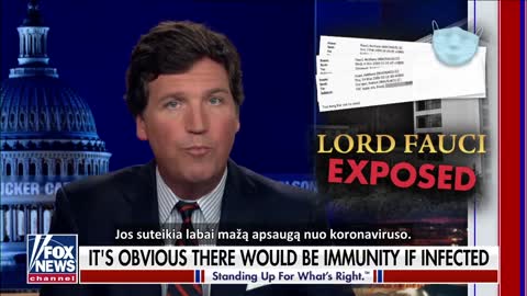 Tucker Carlson pasakojimas apie daktaro A. Fauci elektroninius laiškus ir jų turinį.