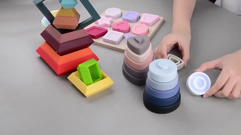 Customized Educational toys for kids Children silicone stacking toys