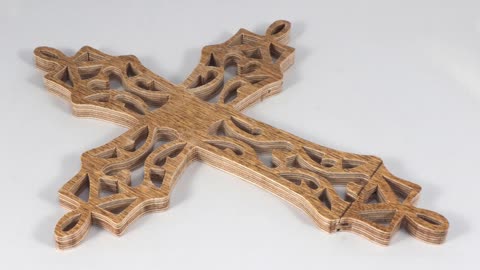 Wooden Cross, Handmade Rustic Fretwork Cross Christian Wall Hanging Art