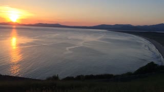 Snowdon view over Harlech Beach sunset.