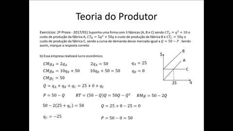 Microeconomia 108 Teoria do Produtor Poder de Mercado Exercícios Continuação