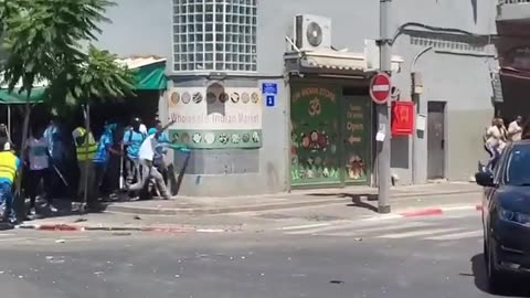 Tel Aviv, Israel. Illegal immigrants protest and smash up the city