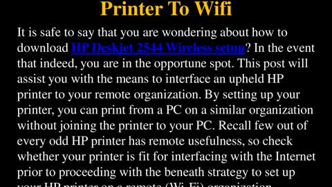 How To Setup HP Deskjet 2544 Printer To Wifi