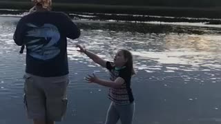 Teaching my daughter trout fishing