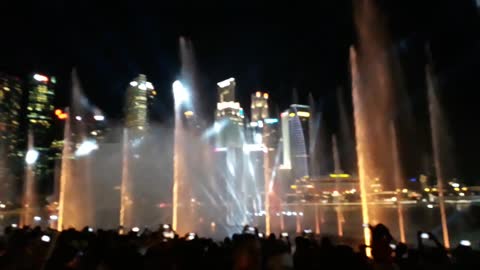 Amazing Extra Beautiful Light dance,Water fountain At The Marina bay