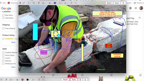 Champlain Towers Rebar Chairs exposed in core sample plus in NIST image