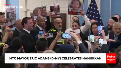 NYC Mayor Eric Adams Celebrates Hanukkah With Members Of The Jewish Community