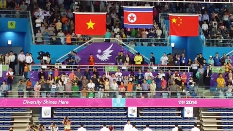 North Korean National Anthem - Gold Medal Balance Beam - Asian Games 2014