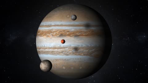 Jupiter with moons in space