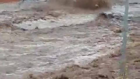 Hurricane Hilary brings major flooding around Santa Rosalía, Baja California Sur, Mexico. 👀