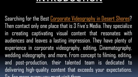 Best Corporate Videography in Desert Shores