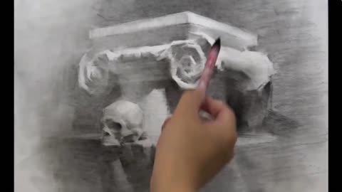 Roman column and skeleton still life sketch process, the content is very suitable for learning X