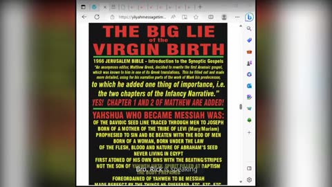 9-13-23 LILYOFVALLIE TELEGRAM LIVESTREAM ON VIRGIN BIRTH LIE W/BRO. RICK PT. 2