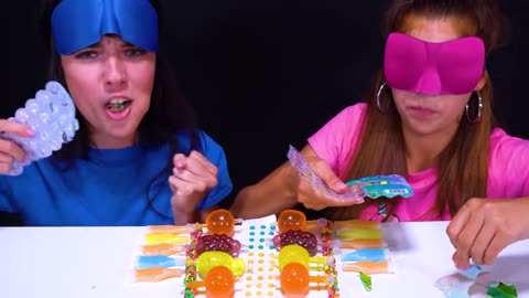 ASMR CANDY RACE WITH CLOSED EYES WITH MOST POPULAR SOUR AND SPICY FOOD