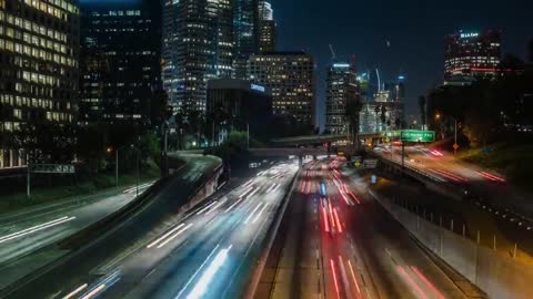 City traffic at night timelapse