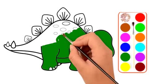 Drawing and Coloring for Kids - How to Draw Dinosaur