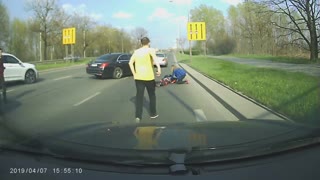 Footage Shows A Deer Hitting A Motorcyclist In The City