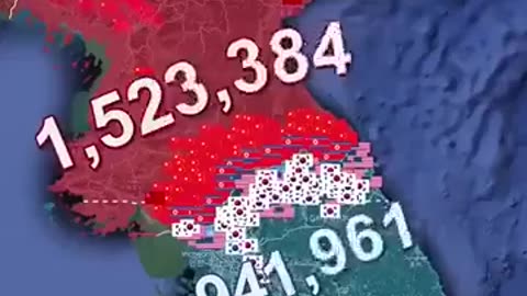 Frontline, gains and losses, during the 1950-1953 Korean War