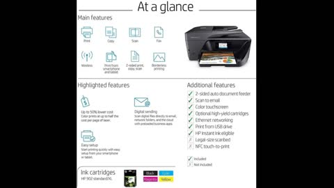 Review: HP OfficeJet Pro 6978 All-in-One Wireless Printer, HP Instant Ink, Works with Alexa (T0...