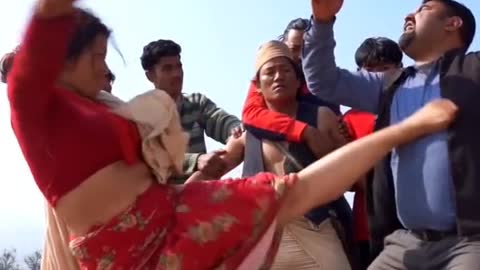 Nepali villagers dangerous fight sceen