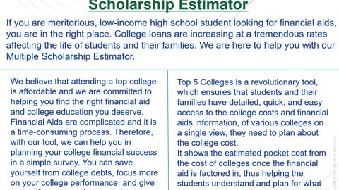 Multiple Scholarship Estimator Tool