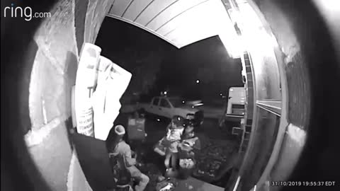 Kids Realize They are Busted Taking Handfuls of Halloween Candy