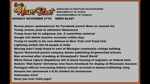 Monday, November 27, 2023 News Blast