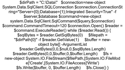 Extracting a large blob from SQL Server to a file takes a very long time in PowerShell