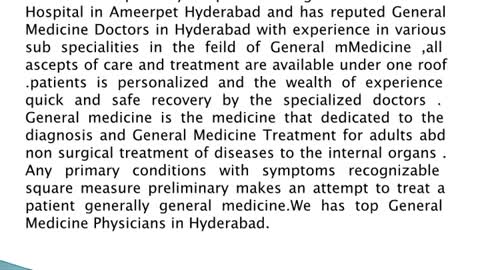 General Physician in Ameerpet