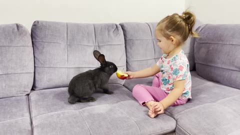 Funny_Baby_Girl_Reaction_to_a_Rabbit_That_Eats_an_Apple