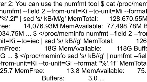 How to display procmeminfo in Megabytes