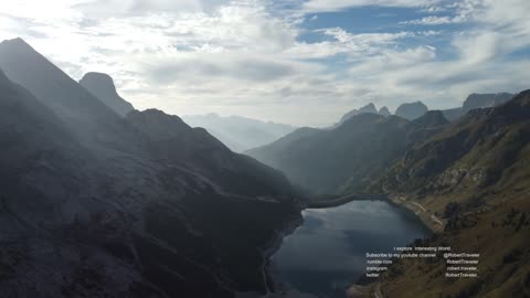 Dolomites - Lago di Fedaia and Marmolada ( highest mountain in Dolomites 3,342 meters 10,965 feet)