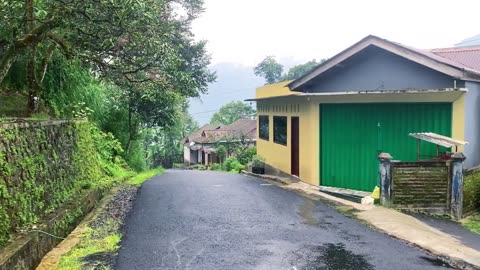 Rain and Beautiful Indonesian countryside.