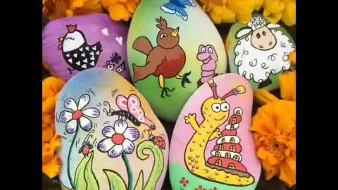 new stone easter bunny pebble painting designs ideas