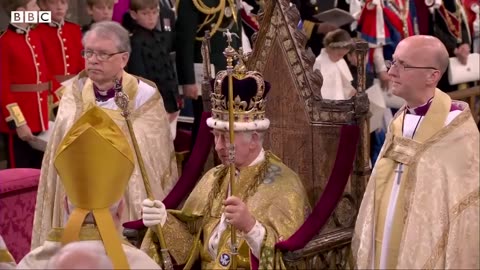 Moment HM King Charles III is crowned in Coronation ceremony - BBC News