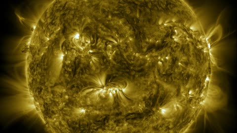 The M 6.0 flare erupts on the right limb of the sun in this view