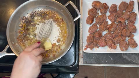 Burger Balls and Green Noodle Dinner