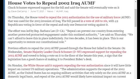 Conflicts of Interest #125: Repealing the 2002 Iraq War Authority Won’t End the War on Terror