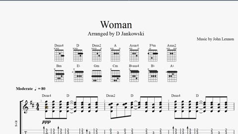 How to play Woman on guitar