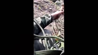 Russians Treat Wounded Soldier Using Rope For Recovery..