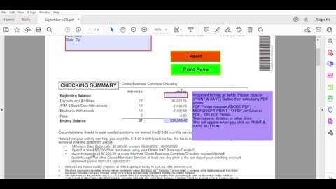 Chase Bank Statement Template