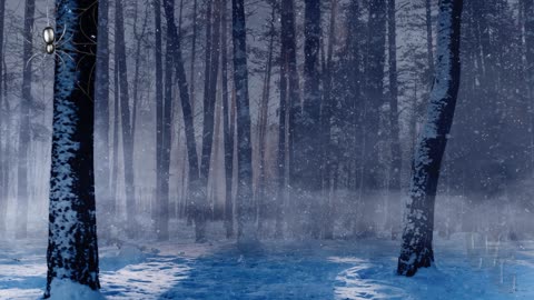 Forest in the Snow at Dusk Background