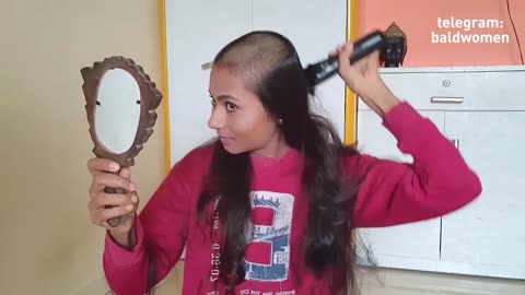 Girl headshave for charity