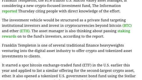 Franklin Templeton Launches Alt coin Fund