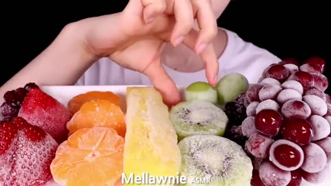 Frosty Feast: ASMR Frozen Fruits Mukbang! 🍓🍍