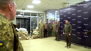 Ukraine's Zelenskiy presents medals to soldiers